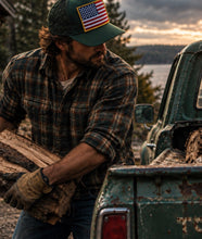 Load image into Gallery viewer, Saw &amp; Mill XL Flag Hat - Navy Forest Green
