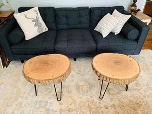 Pair of 26 inch Bark Rounds with Hair Pin Legs