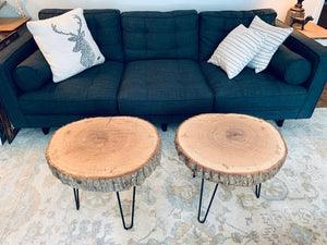 Pair of 26 inch Bark Rounds with Hair Pin Legs